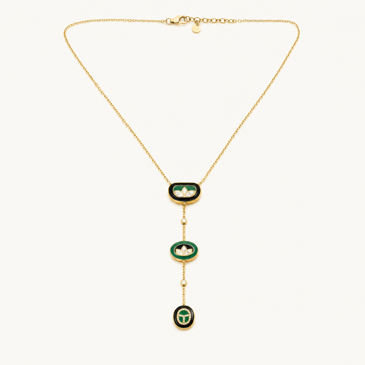 Triple Lotus Necklace flatlay